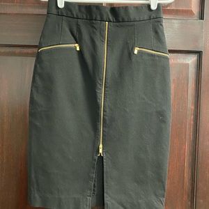 Banana Republic Sloan black pencil gold zippers